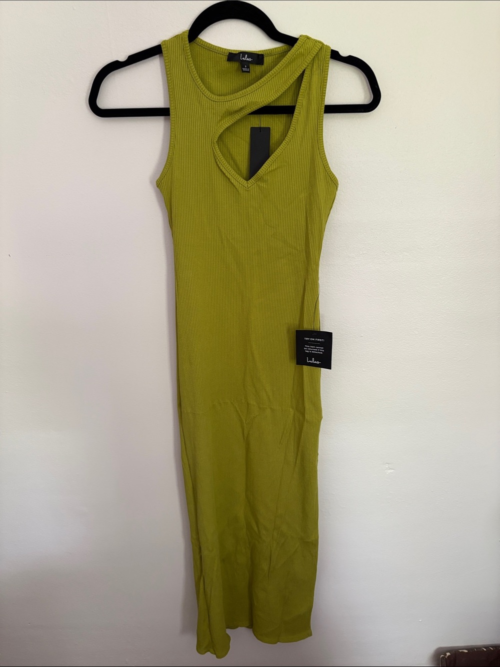 Lulu's Chartreuse Ribbed Sleeveless Maxi Dress
